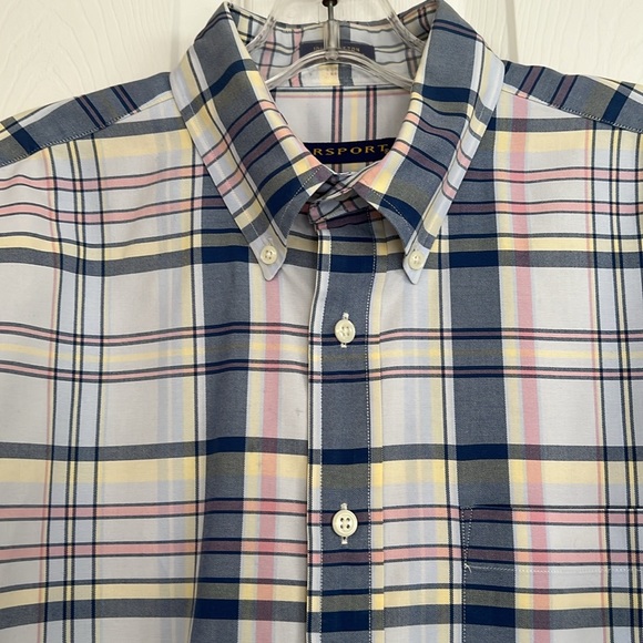 Norsport Brand 100% Cotton Long Sleeves Plaid Design Men’s Dress Shirt Medium - Picture 3 of 13